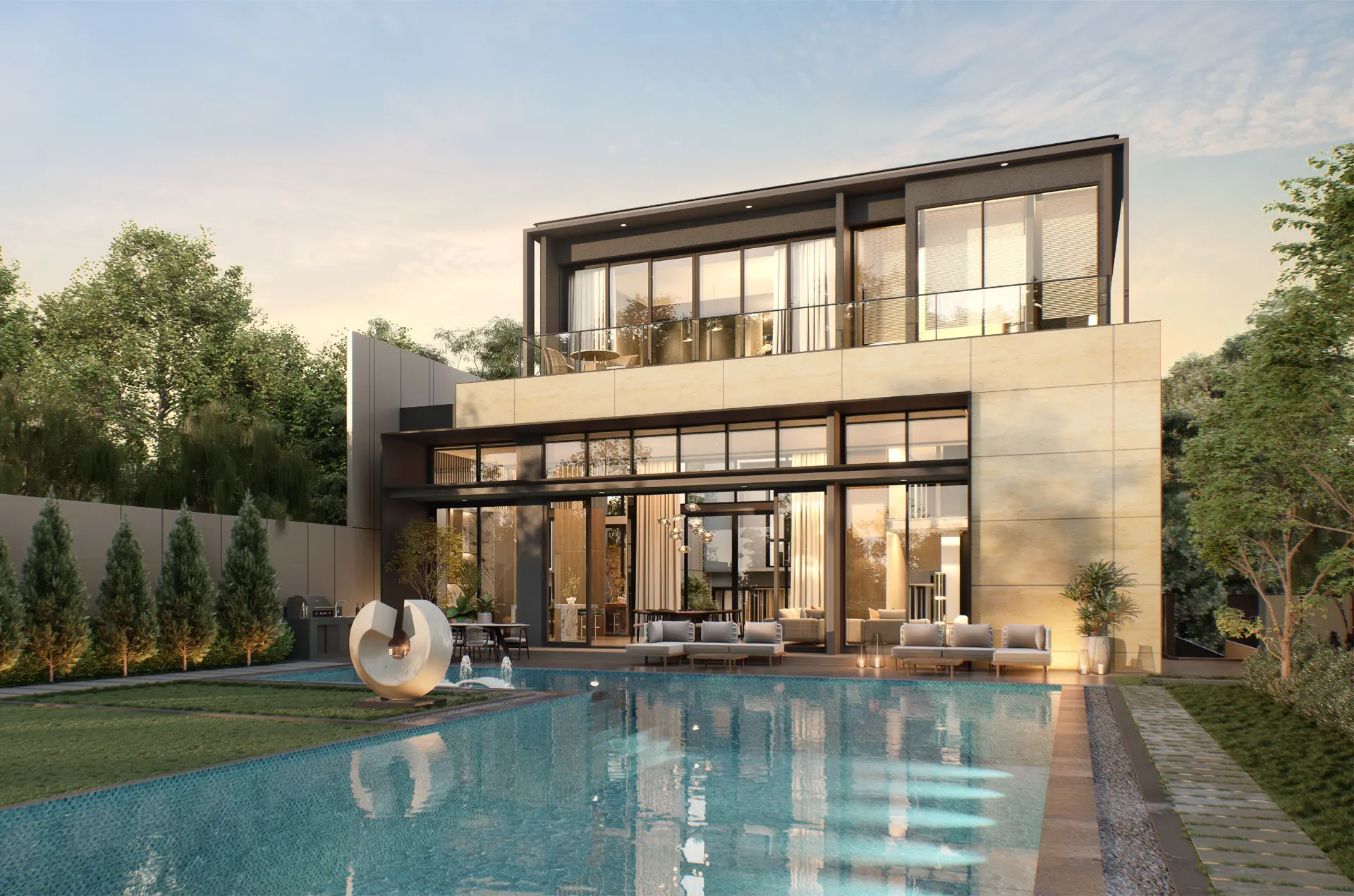 Botanic Villa facade with private pool at NavaPark